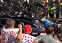 Tour de France, Rubio si schianta contro l’ammiraglia della UAE e si ritira (Video)